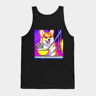 Corgi Eating Ramen Noodle Soup. Tank Top